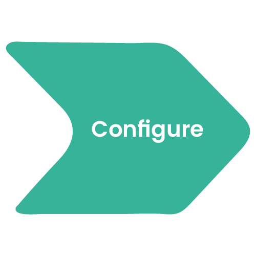 Green arrow head with 'configure' written on it Green arrow head with 'configure' written on it
