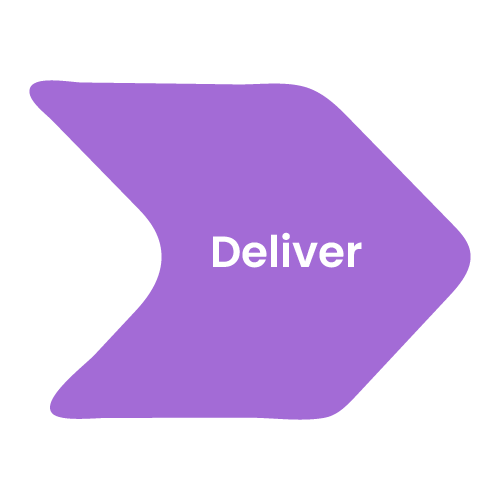 Purple arrow head with 'deliver' written on it Purple arrow head with 'deliver' written on it