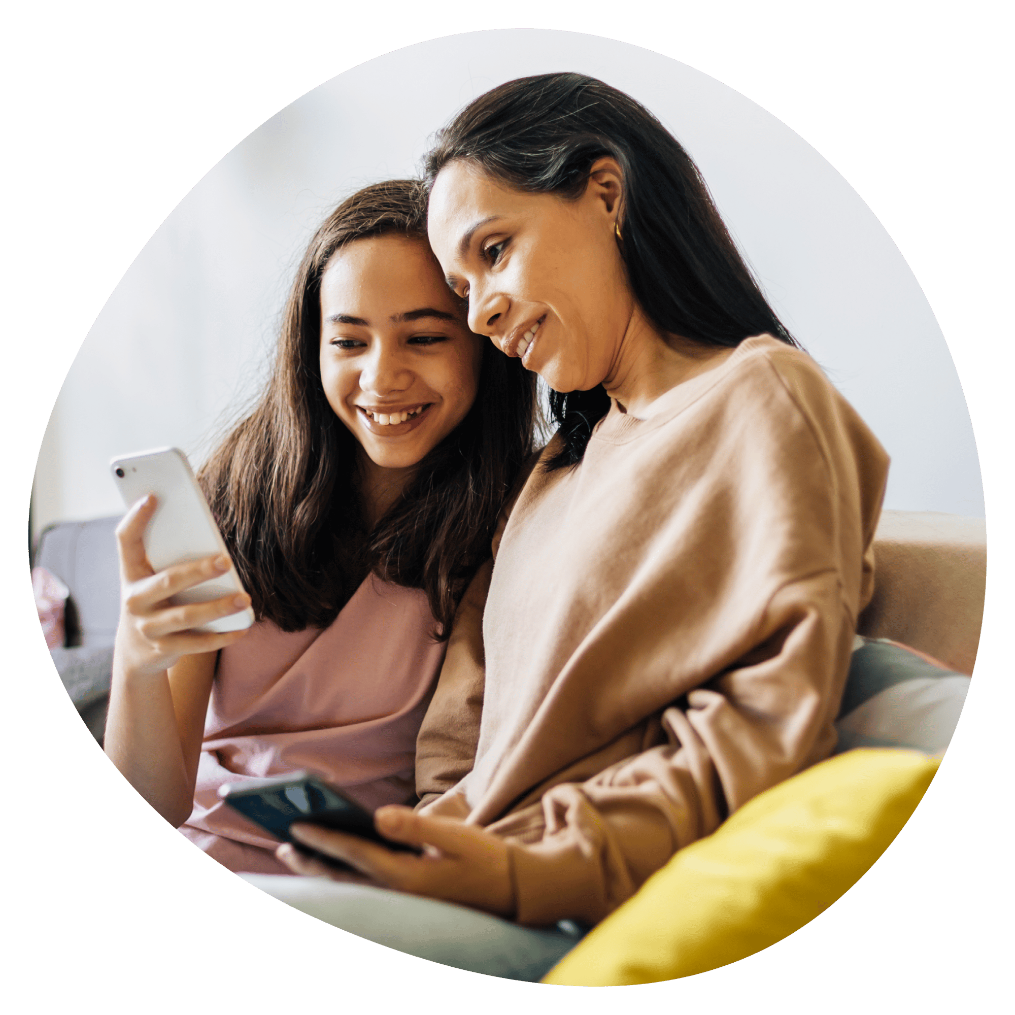 Patient and caregiver using Trial Flow on smart phones