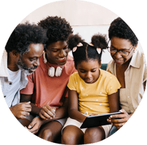 Family interacting with a Trial Flow study app